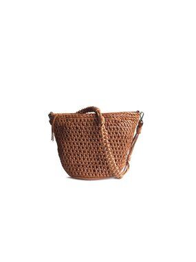 Latico Leathers Woven Bag in Cognac Crossbody Shoulder Organizer Bucket